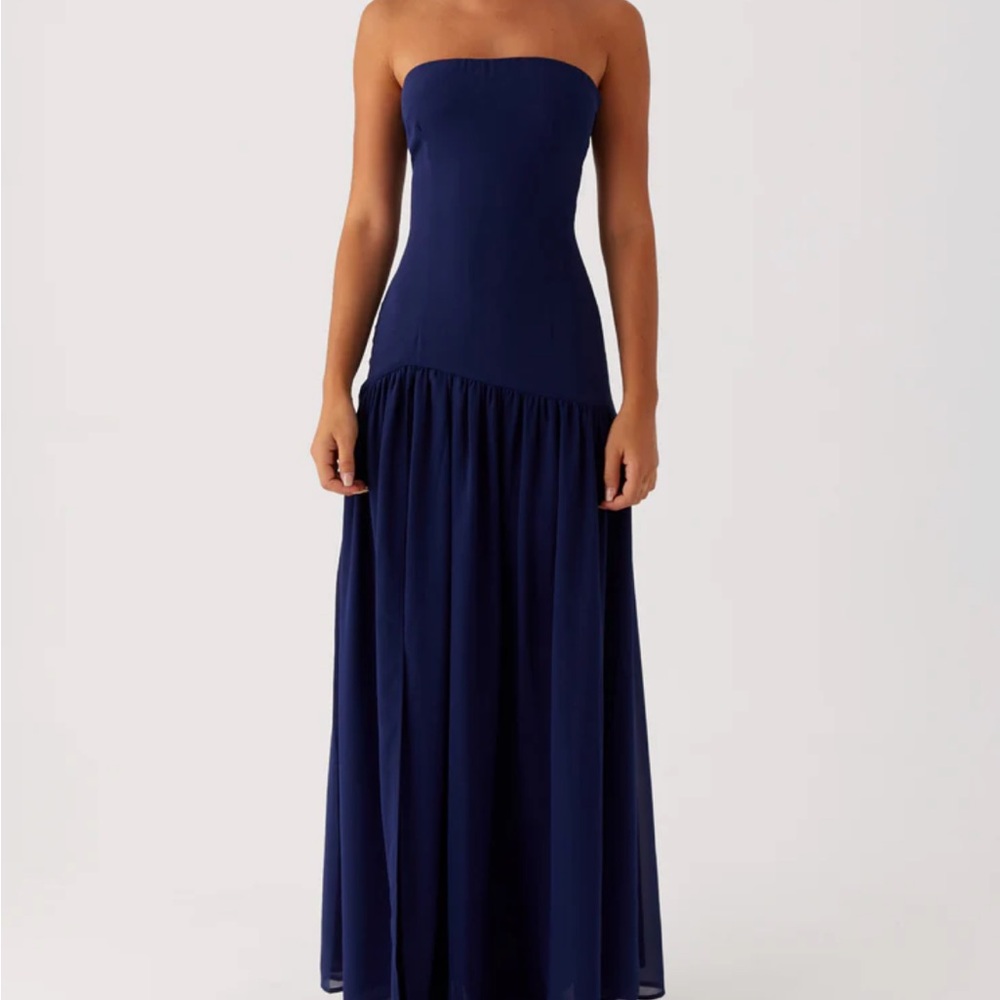Peppermayo Blue Dropwaist Strapless Dress